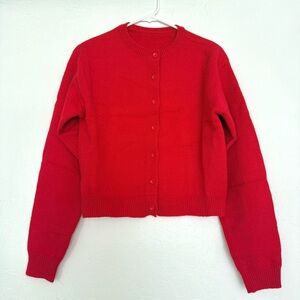 Vibrant Red Women's Cardigan Sweater